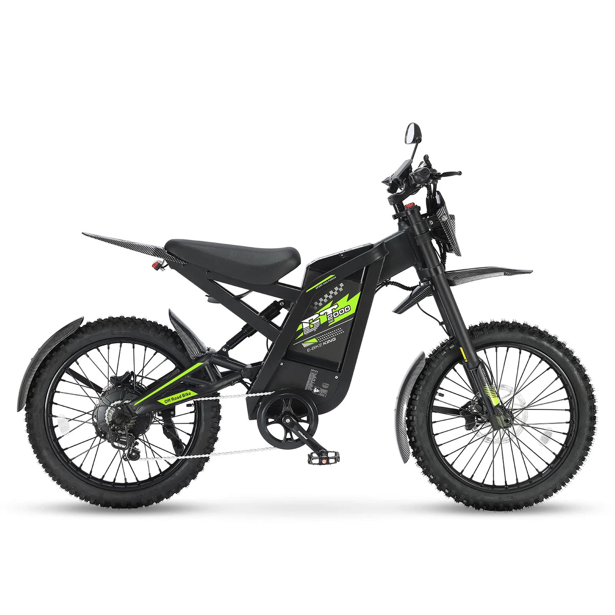 Bicicleta elétrica OUXI GT2000 preta com detalhes laranja e pneus largos